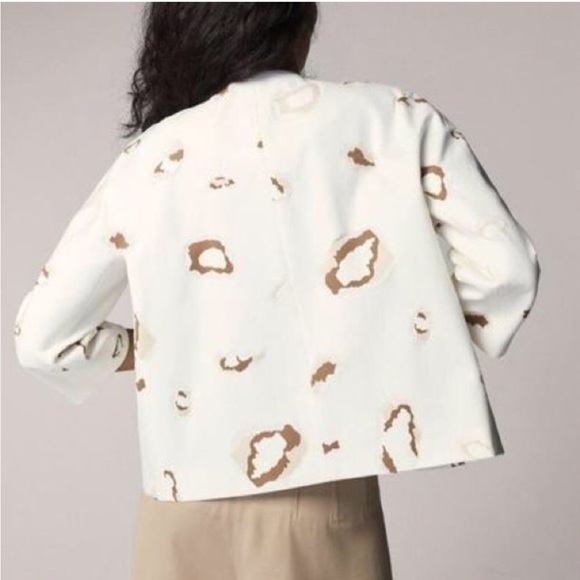 Massimo Dutti Cropped Oversized Blazer Jacket White 6 - Picture 8 of 16